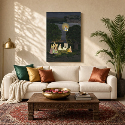 Immerse yourself in the mystique of this evocative scene depicting nocturnal worship of the for Living Room
