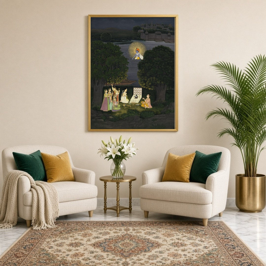 Immerse yourself in the mystique of this evocative scene depicting nocturnal worship of the for Sitting Lounge