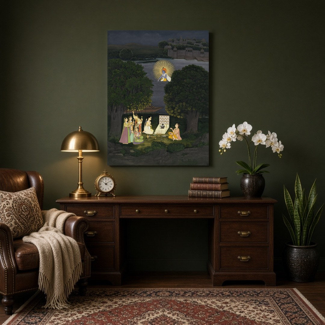 Immerse yourself in the mystique of this evocative scene depicting nocturnal worship of the for Study