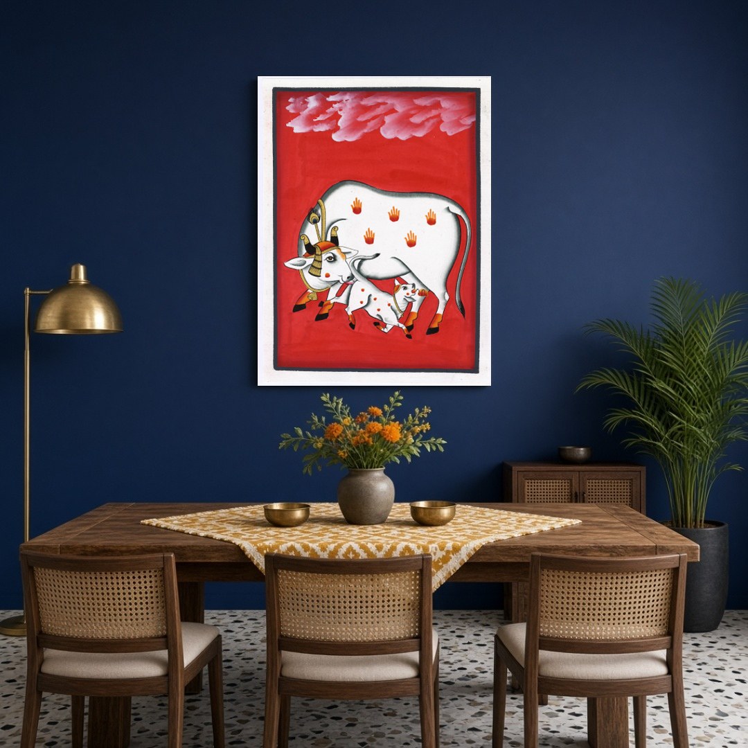 Immerse your space in the rich cultural artistry of Pichwai with this exquisite depiction of for Dining