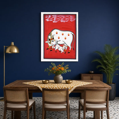 Immerse your space in the rich cultural artistry of Pichwai with this exquisite depiction of for Dining