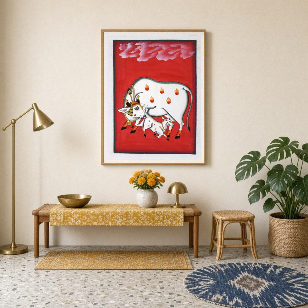 Immerse your space in the rich cultural artistry of Pichwai with this exquisite depiction of for Entrance