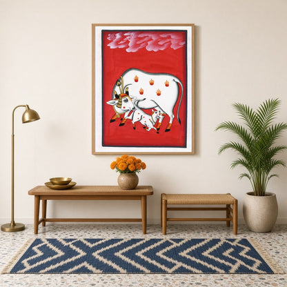 Immerse your space in the rich cultural artistry of Pichwai with this exquisite depiction of for Hallway