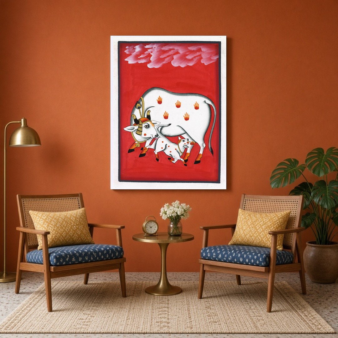 Immerse your space in the rich cultural artistry of Pichwai with this exquisite depiction of for Sitting Area