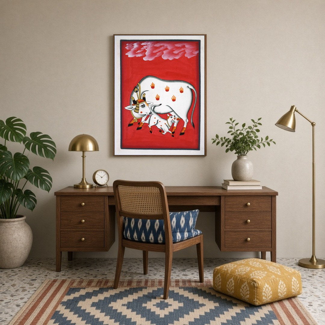 Immerse your space in the rich cultural artistry of Pichwai with this exquisite depiction of for Study