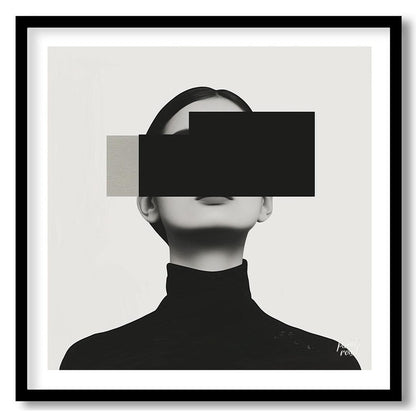 This conceptual artwork features a woman's portrait, rendered in a minimalist style with a focus on… for place