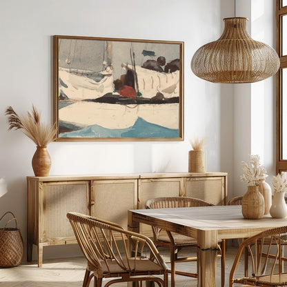Capture the tranquil beauty of the sea with this exquisite sailing vessel artwork. The vivid blues for Dining