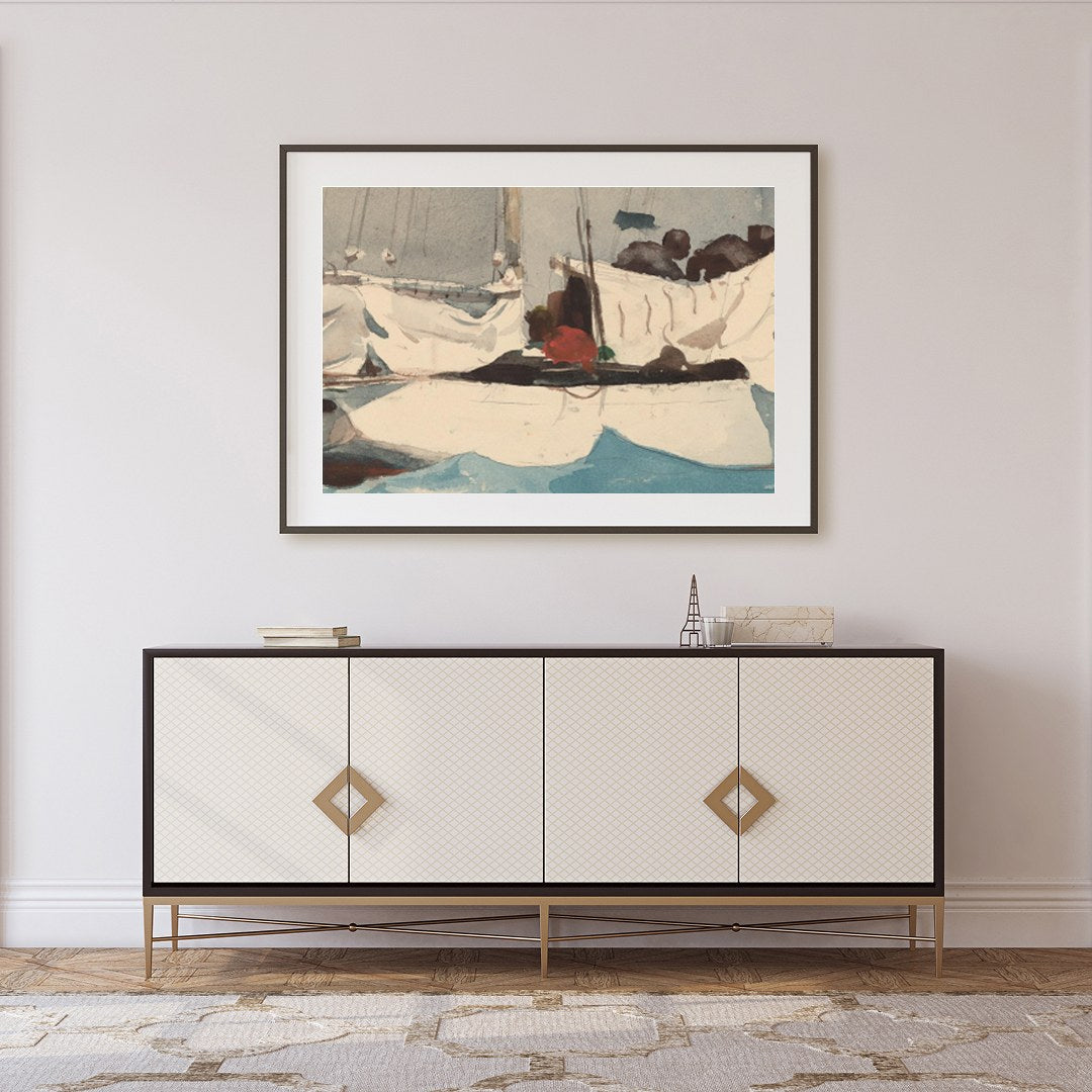 Capture the tranquil beauty of the sea with this exquisite sailing vessel artwork. The vivid blues for Foyer
