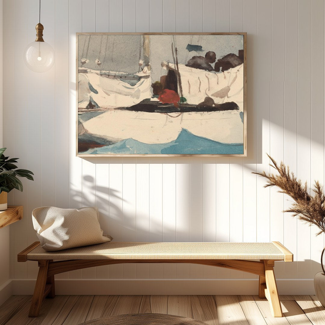 Capture the tranquil beauty of the sea with this exquisite sailing vessel artwork. The vivid blues for Hallway