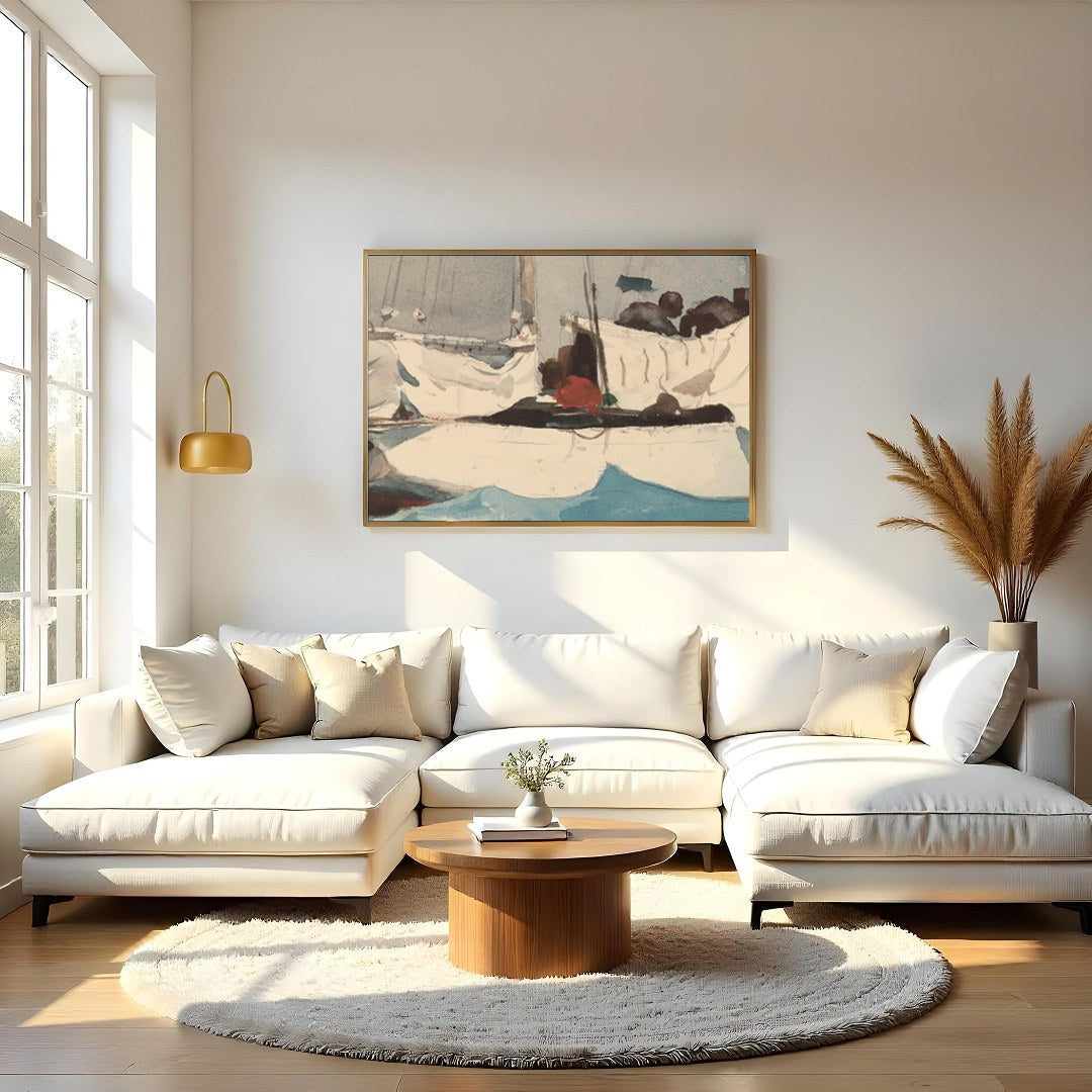 Capture the tranquil beauty of the sea with this exquisite sailing vessel artwork. The vivid blues for Living Room