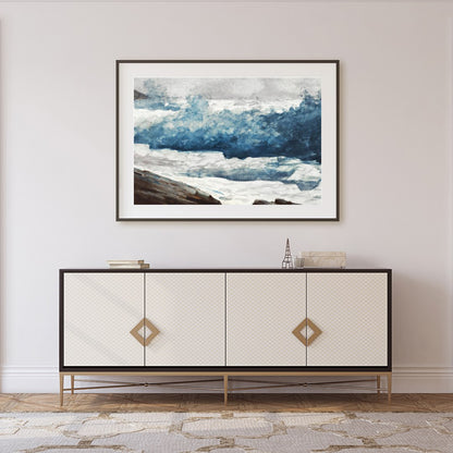 Experience the captivating energy of the ocean with this dynamic portrayal of crashing waves. for Foyer
