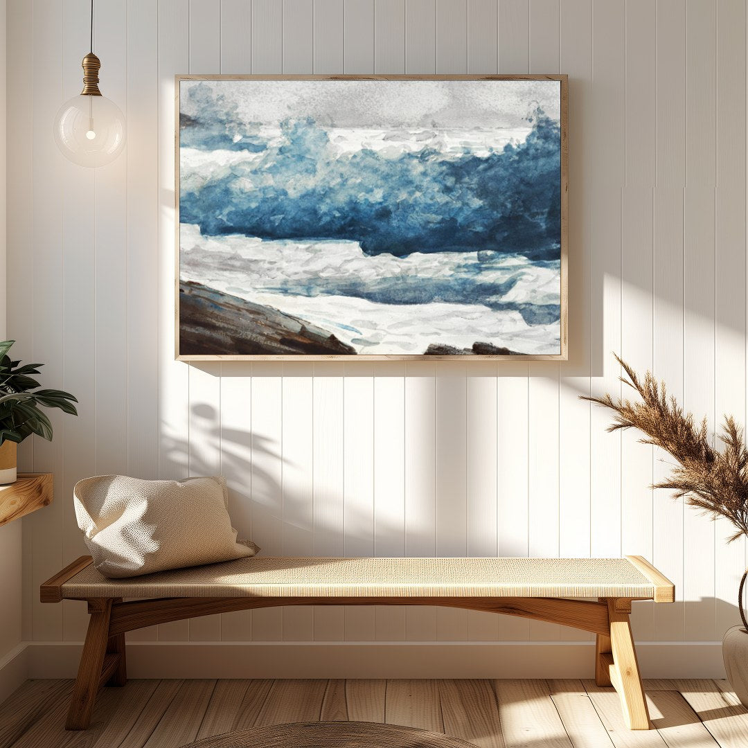 Experience the captivating energy of the ocean with this dynamic portrayal of crashing waves. for Hallway