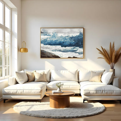 Experience the captivating energy of the ocean with this dynamic portrayal of crashing waves. for Living Room