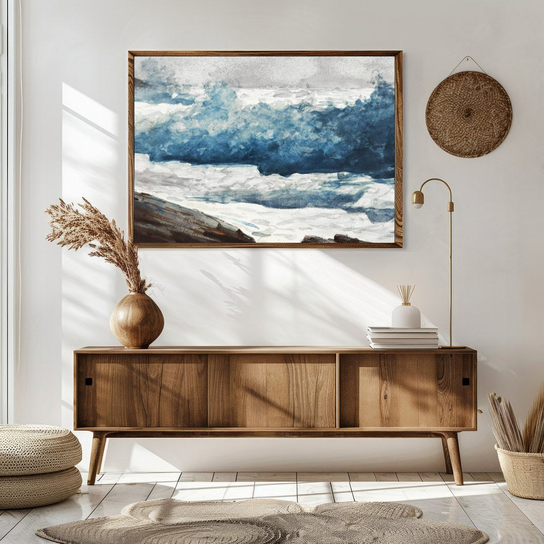 Experience the captivating energy of the ocean with this dynamic portrayal of crashing waves. for Sitting Area