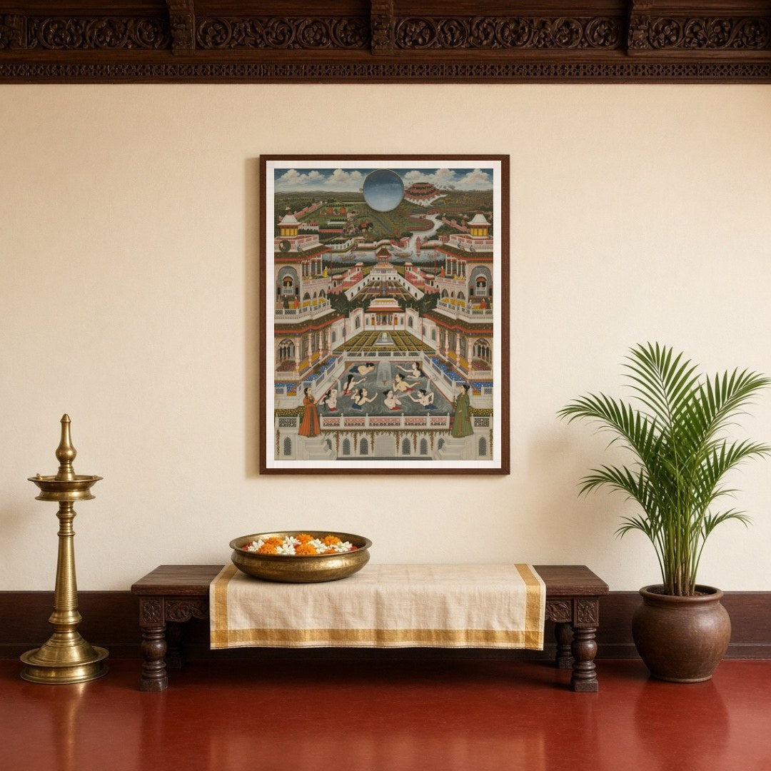 Immerse yourself in the intricate world of Mughal architecture with this exquisite portrayal of a for Entrance