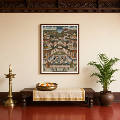 Immerse yourself in the intricate world of Mughal architecture with this exquisite portrayal of a for Entrance