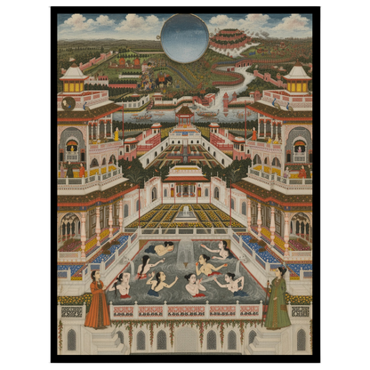 Immerse yourself in the intricate world of Mughal architecture with this exquisite portrayal of a for kitchen