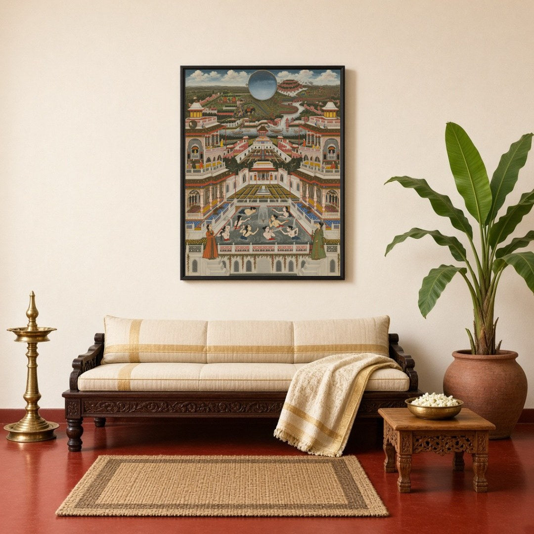Immerse yourself in the intricate world of Mughal architecture with this exquisite portrayal of a for Living Room