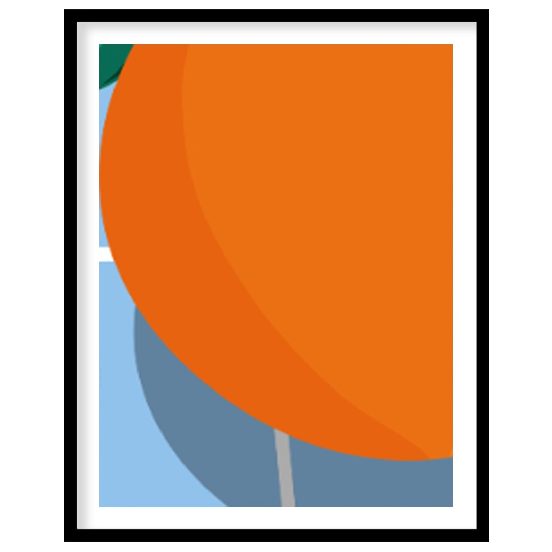 This bright and cheerful poster showcases a simple yet effective arrangement of oranges against a c… for lovely house