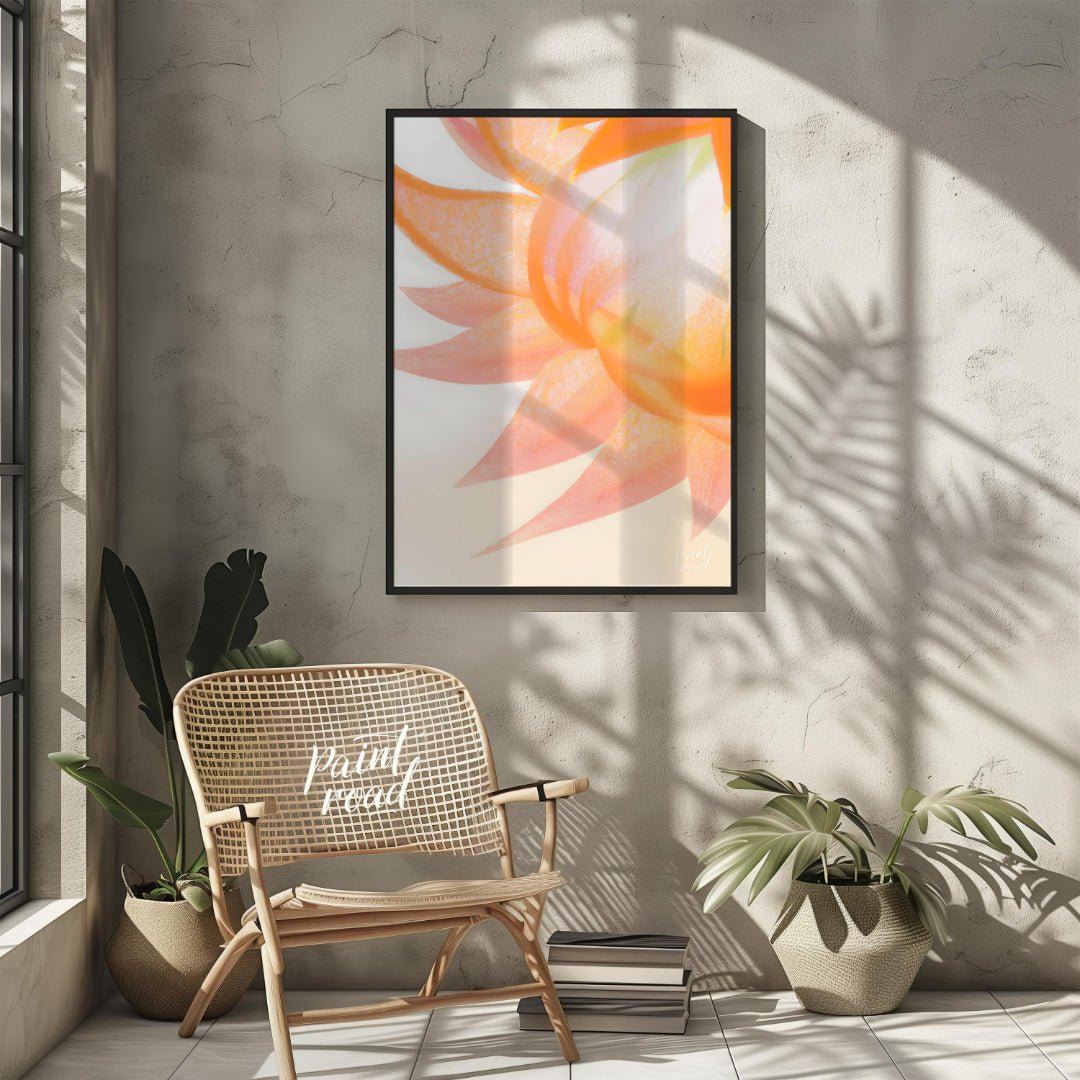 This captivating digital illustration features a close-up view of a flower, likely a dahlia or simi… for living room