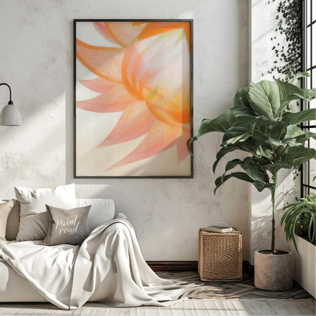 This captivating digital illustration features a close-up view of a flower, likely a dahlia or simi… for living room