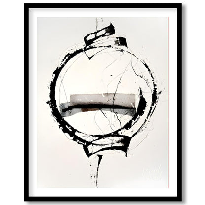 """Orbital Fragment"" presents a dynamic abstract composition featuring a bold circular form inters… for abode