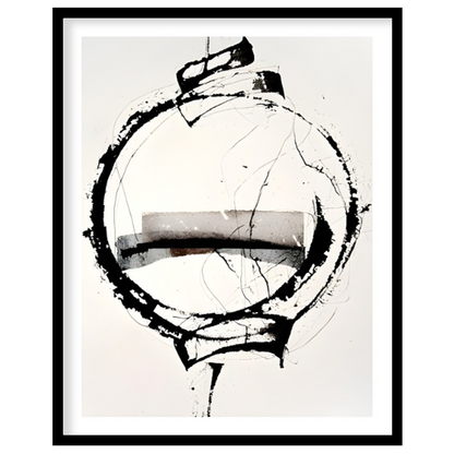"""Orbital Fragment"" presents a dynamic abstract composition featuring a bold circular form inters… for abode