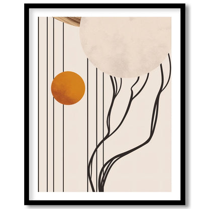 Discover the serene beauty of cosmic balance with this captivating artwork. Featuring bold circles for retreat