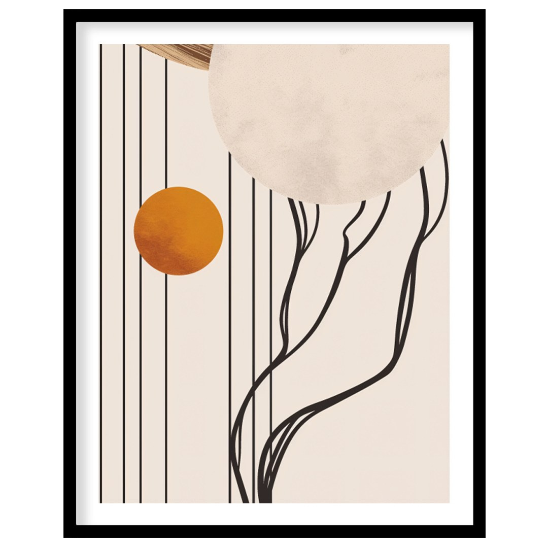 Discover the serene beauty of cosmic balance with this captivating artwork. Featuring bold circles for retreat