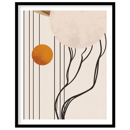 Discover the serene beauty of cosmic balance with this captivating artwork. Featuring bold circles for retreat