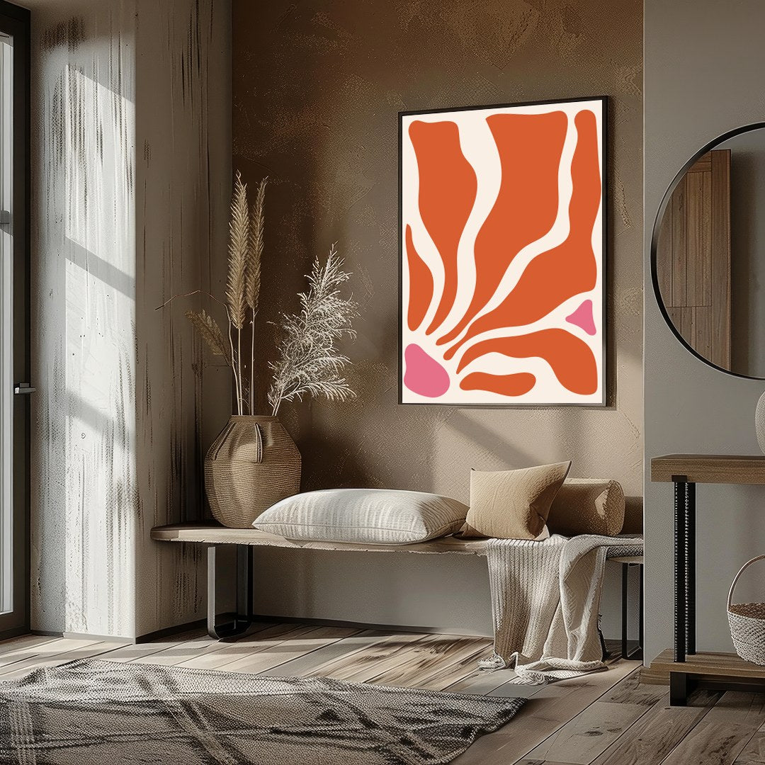 Embrace the essence of modern minimalism with this captivating abstract wall art. Its fluid shapes for interior