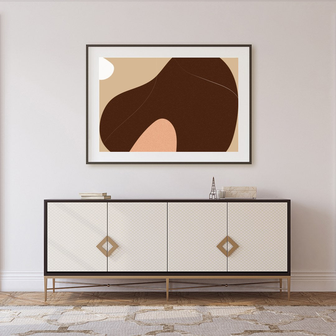 This captivating abstract artwork features a harmonious blend of earthy tones and organic shapes. for Foyer