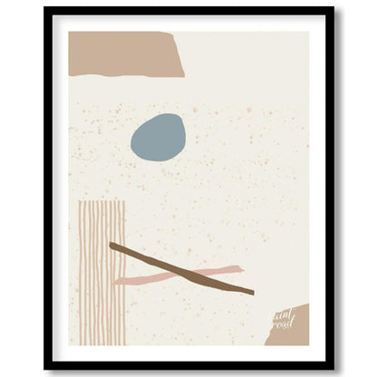 This minimalist abstract artwork features a composition of simple, organic shapes and textures agai… for home