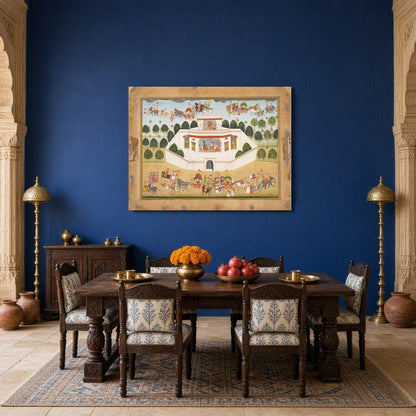 Experience the grandeur of Mughal architecture and royal processions with this captivating artwork. for Dining