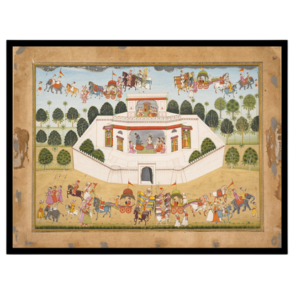 Experience the grandeur of Mughal architecture and royal processions with this captivating artwork. for interior
