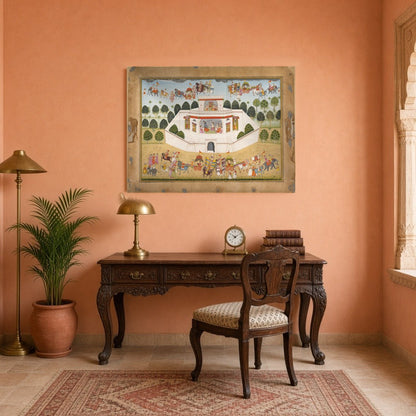 Experience the grandeur of Mughal architecture and royal processions with this captivating artwork. for Study