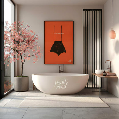 This striking vintage poster, likely from a mid-20th-century security campaign, features a minimali… for bathroom