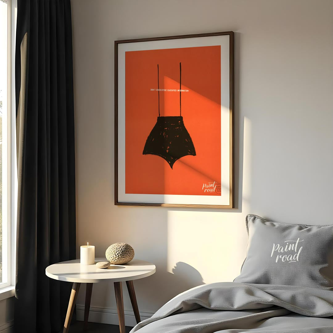 This striking vintage poster, likely from a mid-20th-century security campaign, features a minimali… for bedroom