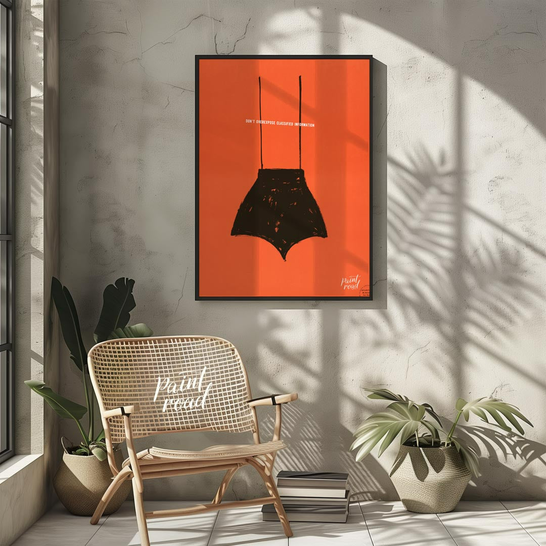 This striking vintage poster, likely from a mid-20th-century security campaign, features a minimali… for other