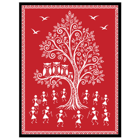 This captivating Warli art piece beautifully encapsulates village life with its iconic depiction of for loft
