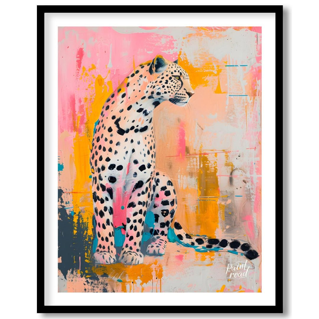 This artwork presents a leopard in a striking blend of realism and abstract expressionism. The leop… for house