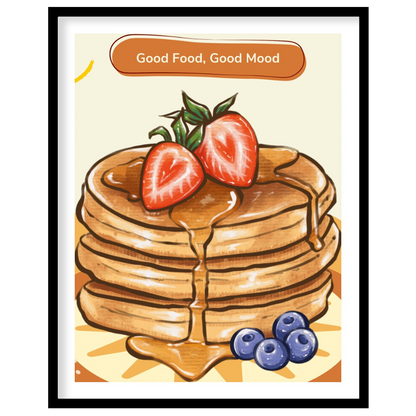 This delightful and appetizing poster celebrates the simple joy of pancakes, bringing a cheerful an… for home