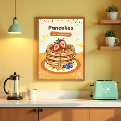 This delightful and appetizing poster celebrates the simple joy of pancakes, bringing a cheerful an… for kitchen