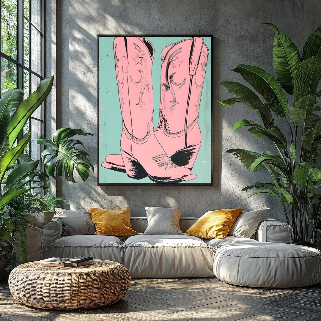 Add a touch of whimsical western flair to your living space with this charming artwork featuring for Balcony