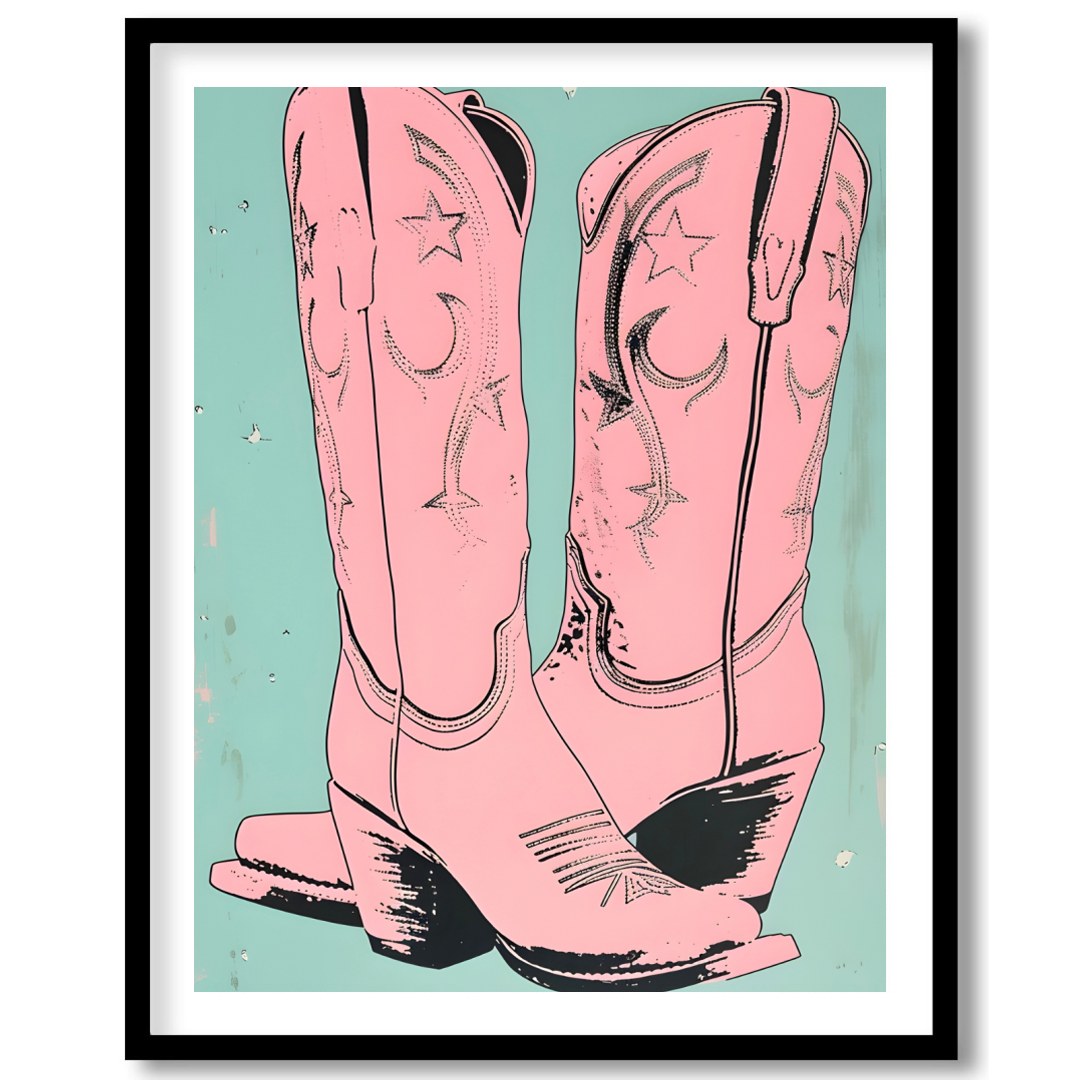 Add a touch of whimsical western flair to your living space with this charming artwork featuring for house