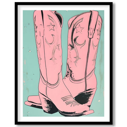 Add a touch of whimsical western flair to your living space with this charming artwork featuring for house