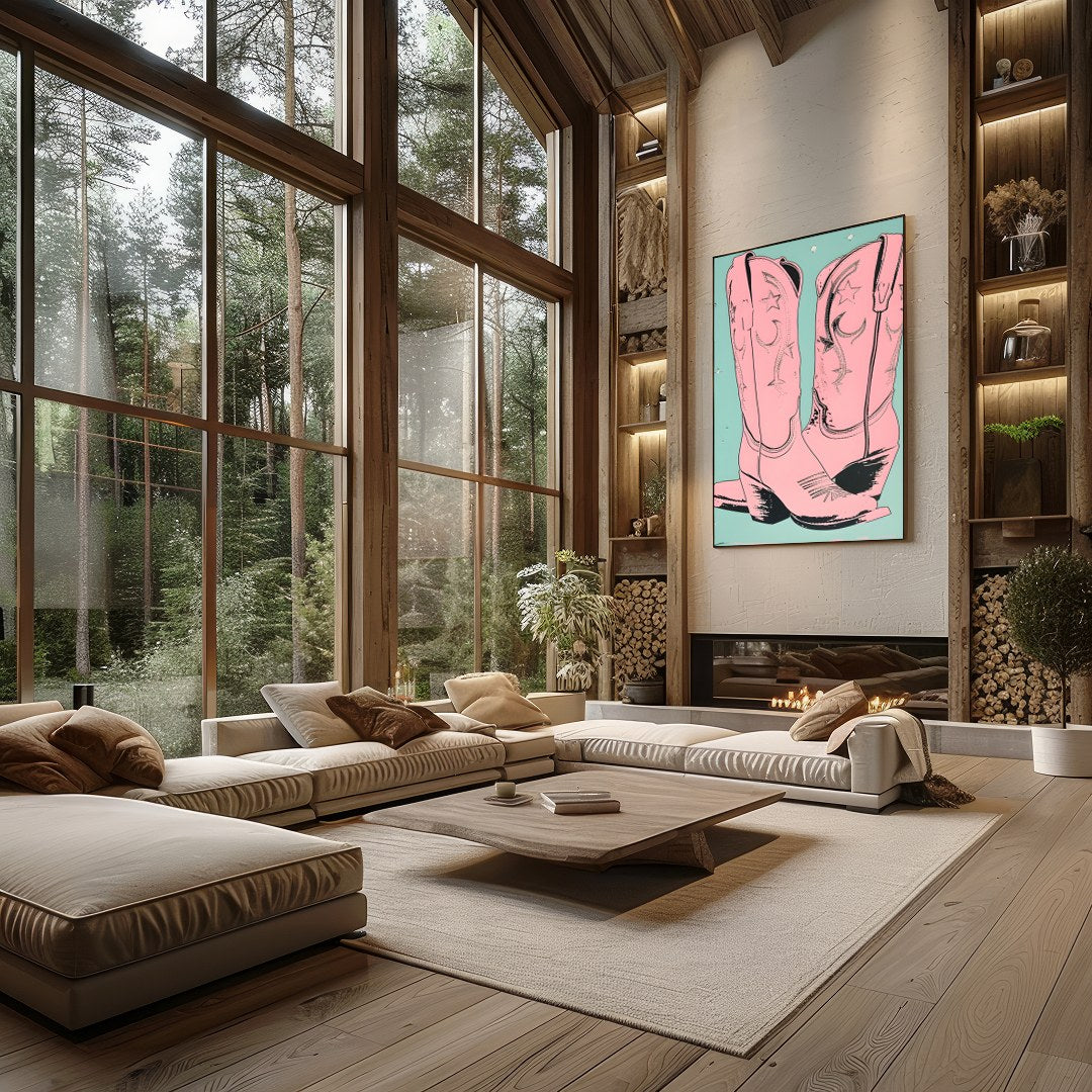Add a touch of whimsical western flair to your living space with this charming artwork featuring for Living Room