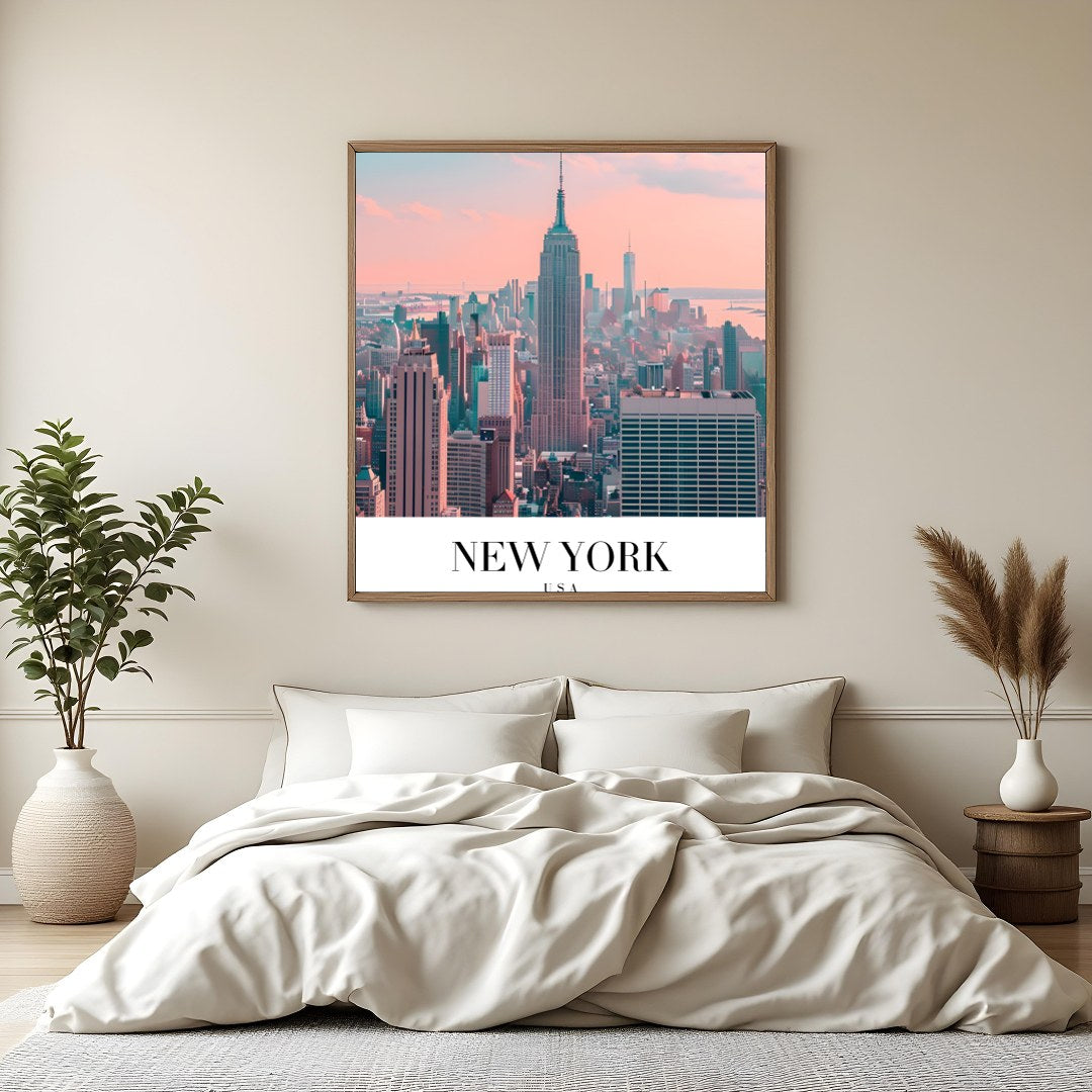 Capture the iconic skyline of New York City with this stunning pastel artwork. The delicate hues of for Bedroom