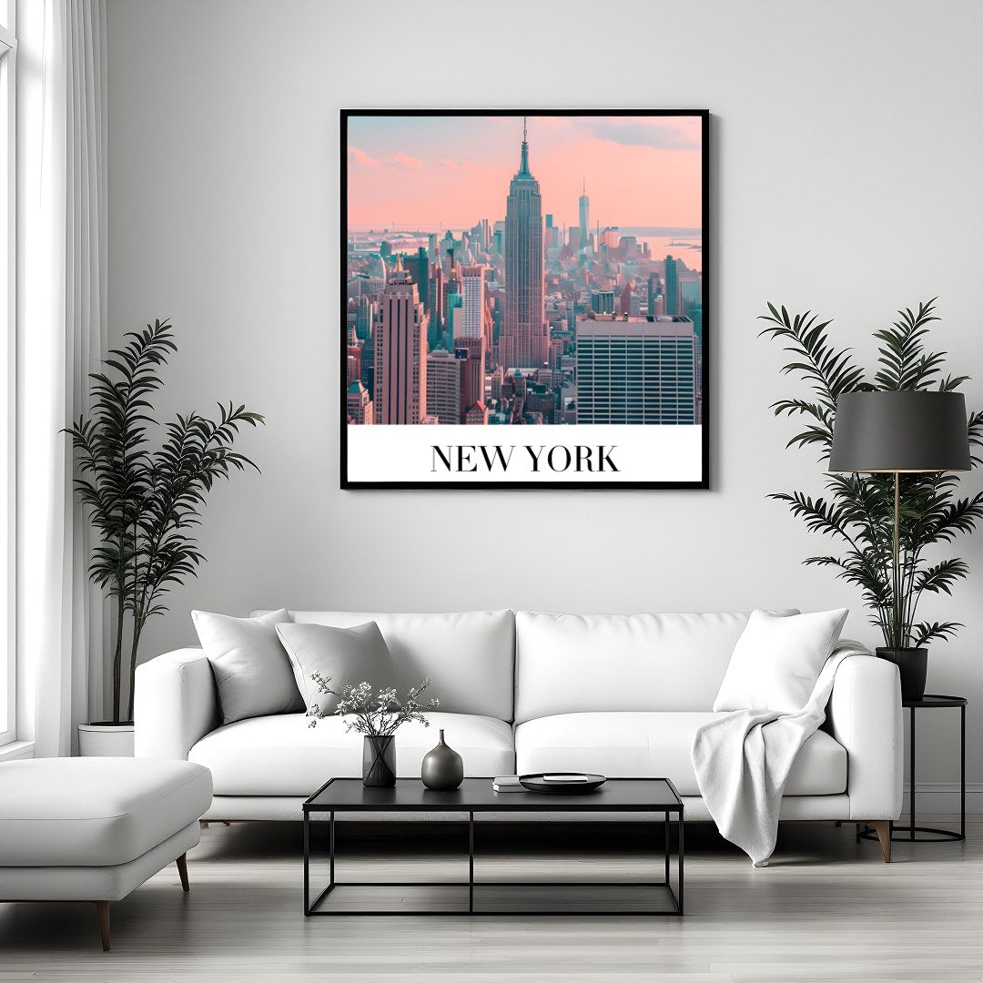 Capture the iconic skyline of New York City with this stunning pastel artwork. The delicate hues of for Sitting Area