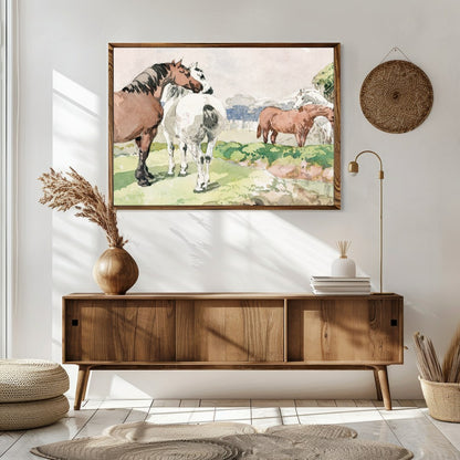 Immerse yourself in the tranquility of pastoral life with this exquisite watercolor painting. for Sitting Area
